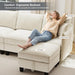 112-Inch Modular U-Shaped Sectional Beige Sofa Ottomans