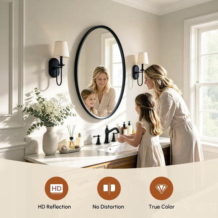 Black Oval Bathroom Mirror 20X28 Inch
