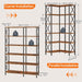 Corner Bookshelf, 6-Tier L-Shaped Bookcase, Industrial Open Display Shelf Tall Storage Organizer, Vertical Storage Rack, for Living Room, Home Office, Rustic Brown and Black BF61SJ01