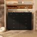 Black Contemporary Six Drawer Dresser With Outlets