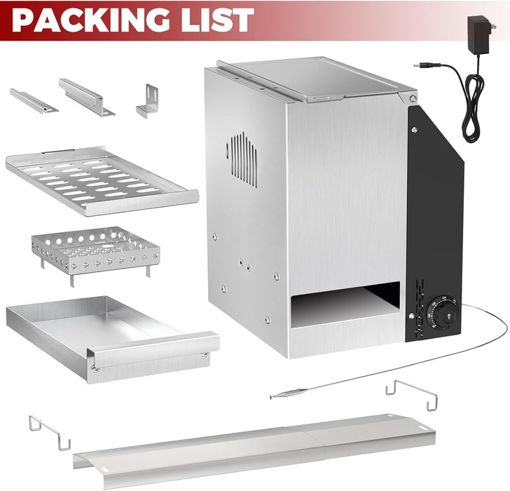 Gravity Smoker Side Firebox Retrofit Kit for Char Griller Fire Box Charcoal Barrel Grill Part for Master Forge Chargriller Offset Wood Pellet Smoker Hopper Outdoor Camping Grilling Cooking Accessories