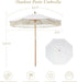 8.5Ft Luxury Premium Boho Patio Umbrella Wood Pole Fancy Bali-Style Outdoor Umbrellas UPF 50+ Sun Protection with Pulley Lift Air Vent Tassel Fringe for Garden, Pool, Deck, Beach, Backyard, Events