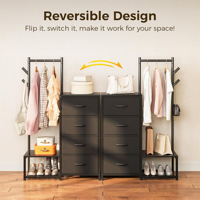 Small Black 3 In 1 UltraCompact DresserWithRacksAndShelves