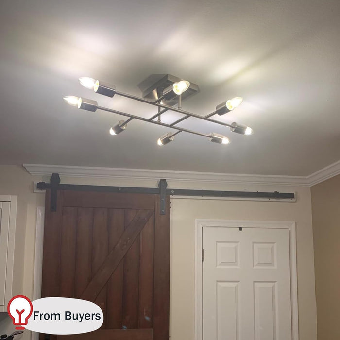 Brushed Nickel 8Light Semi Flush Ceiling Chandelier