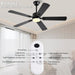 56 Inch Black Ceiling Fans with Lights and Remote/App Control, DC Reversible Motor, Noiseless, Dimmable, 6 Speeds Low Profile Modern Ceiling Fan for Livingroom, Indoor/Outdoor Use