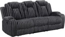 Manual Double Reclining Sofa, Corduroy Wall Hugger Manual 3 Seater Recliner Couch, Padded Armrests, Cup Holders for Living Room, Home Theater, Easy Assembly, Dark Gray