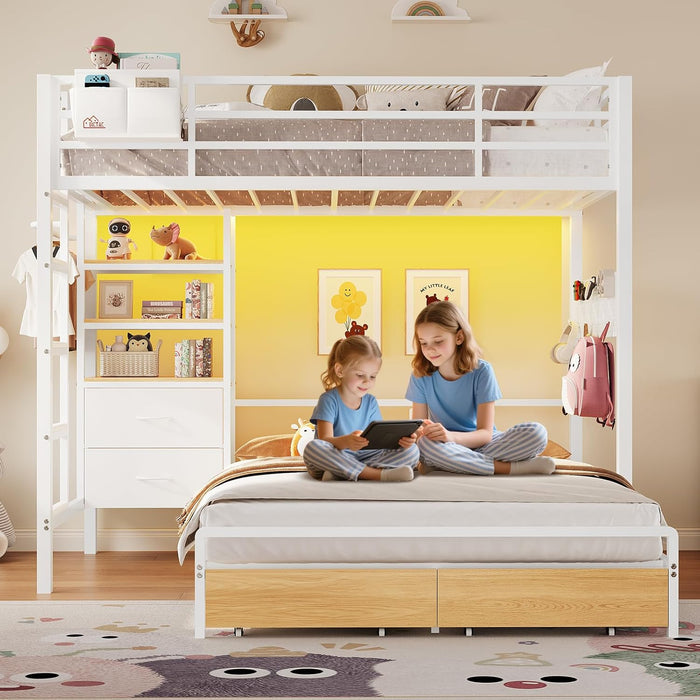 IndustrialGrade TwinOverFull Metal BunkBed Drawers