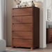 Walnut Dresser for Bedroom with 6 Drawers, 48" Tall Modern Chest of Drawers with Unique Thickened Foot, Rounded Corner Design, Wooden Dresser Organizer for Bedroom, Living Room, Hallway