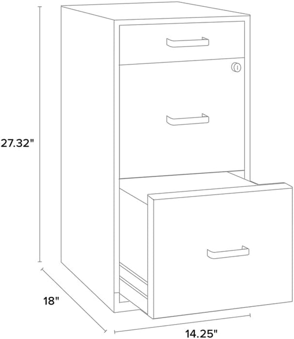 Space Solutions 18In Deep 3 Drawer Metal Organizer File Cabinet Blue, Letter Size, Fully Assembled