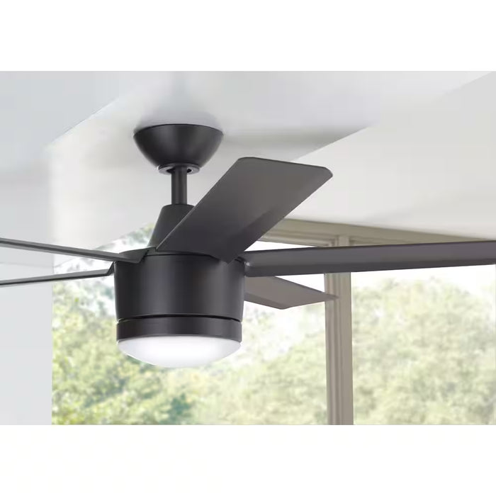 Merwry 52 In. Integrated LED Indoor Matte Black Ceiling Fan with Light Kit and Remote Control