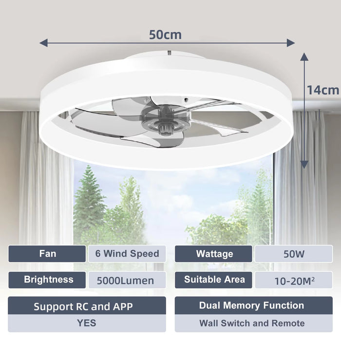 Simple LED Ceiling Fan Light Remote Control with Infinite Dimming 6 Levels of Wind Speed ​​Living Room Bedroom Chandelier Fan