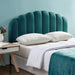 Tufted Velvet Upholstered Headboard Channel, Queen Full Size Bed Adjusted Height 42-50 Inch, Teal