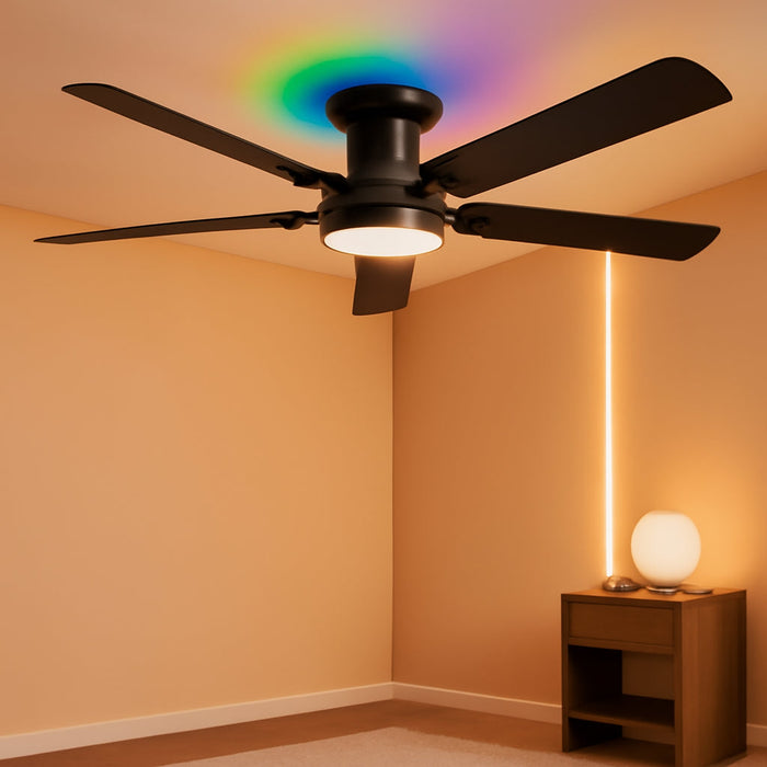 Smart Ceiling Fan Wireless App Control Matte Black Indoor