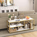 TV Stand for Tvs up to 55 Inch, 3 Tier Entertainment Center, Media Console with Open Storage Shelves for Living Room Bedroom, 47” Modern TV Table with Faux Marble Top Gold Metal Leg