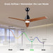 52 Inch Dark Walnut WhisperQuiet CeilingFanWithLED