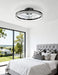Modern Bladeless Ceiling Fans with Lights, Small Fandelier Bedroom Ceiling Fan - Low Profile LED Fan Light with Remote APP, Flush Mount, Dimmable, DC Motor, 6 Speeds, Timer (18 Inch, Black)