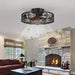 20" Caged Farmhouse Flush Mount Ceiling Fan with Light and Remote Control Bladeless Low Profile Ceiling Fans with Lights Enclosed Vintage Fan 6 Speed Reversible for Kitchen, Bedroom
