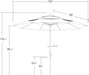11' round Crank Lift, Collar Tilt, Aluminum Pole, Fiberglass Rib Patio Umbrella, Black Finish, Black