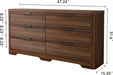 Fluted 6 Drawer Wood Dresser,Farmhouse Chest for Bedroom Entryway,Walnut