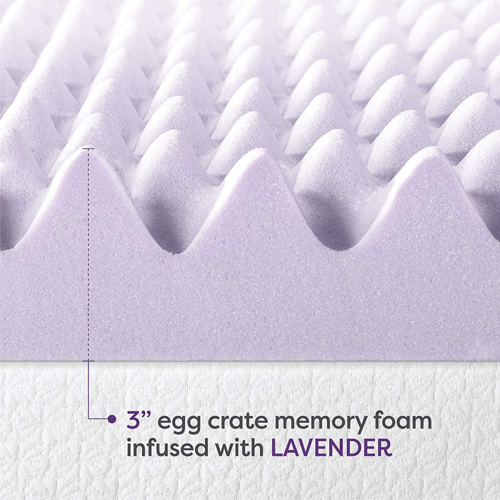 Queen Memory Foam Topper Lavender-Infused, 3", CertiPUR-US Certified