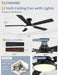 52 Inch Ceiling Fans with Lights, Flush Mount Low Profile Ceiling Fan with 6 Speeds & 3CCT, Smart Remote&App Control, Dimmable 24W LED Light, Quiet DC Motor for Living Room Bedroom,Black