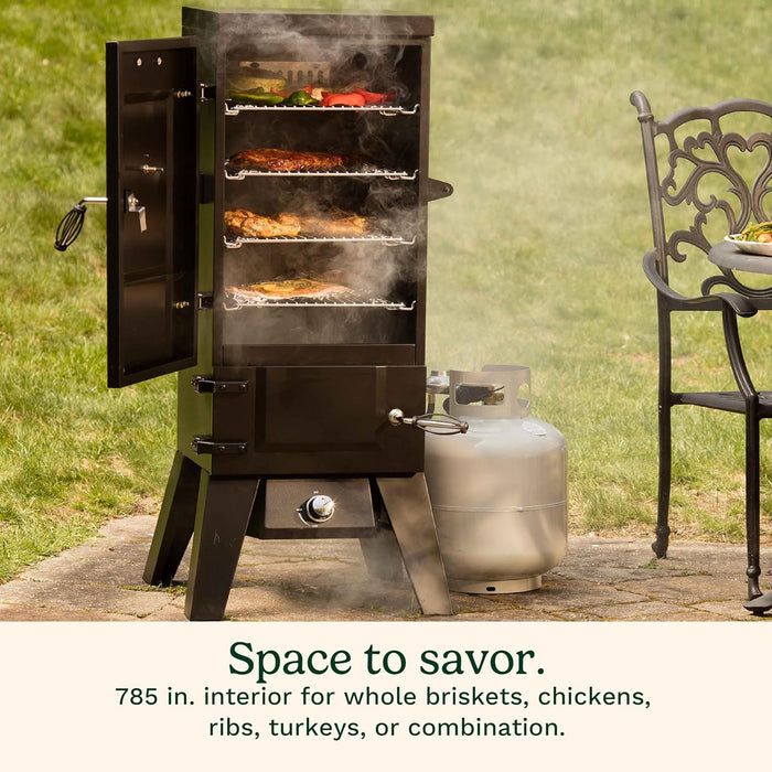 36” Vertical Propane Smoker, 4 Removable Racks, Spacious BBQ Smoker with Wood and Water Trays, 15,000 BTU Heat for Smoked Meat, Brisket, Jerky, Fish, Perfect for Tailgates, Backyard, Camping