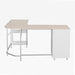 L Shaped Desk - Two-Toned Computer Desk with Drawers & Storage Shelves - Simple Modern Furniture & Home Office Space Corner Table for Work & Writing