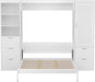 Queen Size Murphy Bed with Wardrobe and Storage Drawers & Storage Shelf,Wall Bed Frame Folding into Cabinet Design for Small Space,Bedroom,Guest Room,White