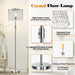 【Upgraded】 Dimmable Crystal Floor Lamps for Living Room, 1000LM LED Bulb Included, Standing Lamp with Knob Switch, Tall Silver Modern Floor Lamp for Bedroom Nursery Office Reading