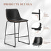 Bar Stools Set of 2, Faux Leather Barstools with Metal Legs | Counter Height 30 Inch Design, Armless with Back, Comfortable, Modern Finish, Kitchen Island, Black