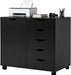 Black IndustrialGrade SolidWood File Cabinet On Wheels