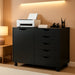 Black IndustrialGrade SolidWood File Cabinet On Wheels