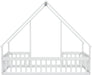 Twin White Montessori House Floor Bed IntegratedFence