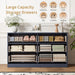 6 Drawer Fluted Dresser for the Bedroom, 55" Wide Wooden Dresser with Deep Drawers, Large Floor Chest of Drawers, Modern Long TV Stand, Storage Cabinet for Livingroom, Hallway, Blue