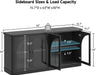 63 Inch Sideboard Buffet Cabinet with Glass Doors, Credenzas Cabinet, Black | 4 Doors, Arched, Large, Adjustable Shelves, Modern Style, for Living Room, Kitchen, Entryway