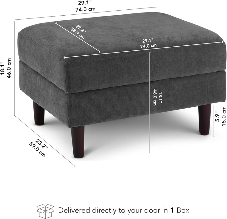 Storage Ottoman with Tray, Living Room Furniture, Max Collection, Iron Gray Chenille Fabric