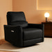 Power Recliner Chair Swivel Glider, FSC Certified Upholstered Faux Leather Living Room Nursery Reclining Sofa Chair with Lumbar Support, Black