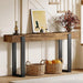 63-Inch Long Console Table, Solid Wood Sofa Table behind the Couch with Metal Support, Farmhouse Entryway Furniture for Entrance, Hallway, Living Room, Rustic Brown & Black