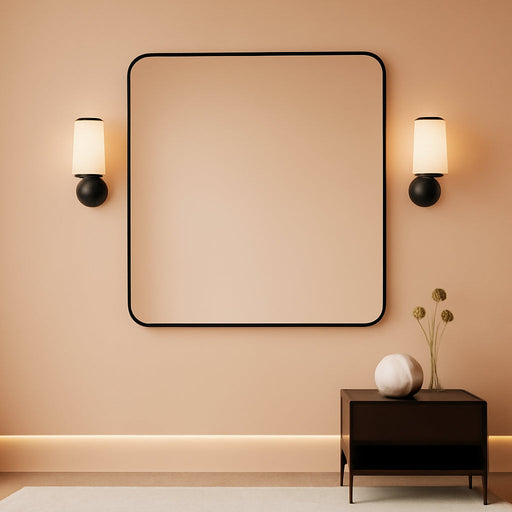 Black Framed Vanity Mirror 30x30 Shatterproof HD