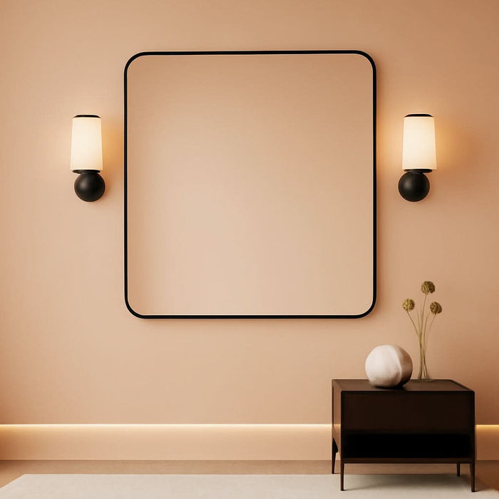 Black Framed Vanity Mirror 30x30 Shatterproof HD