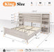 King Bed Frame with Bookcase Headboard & 4-Tier Bedside Shelf, Farmhouse Platform Bed with Charging Station and 2 Drawers, Noise-Free