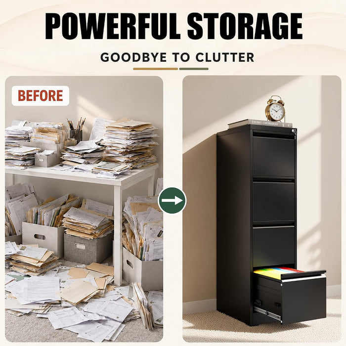 4 Drawer File Cabinet for Home Office, Vertical Filing Cabinet