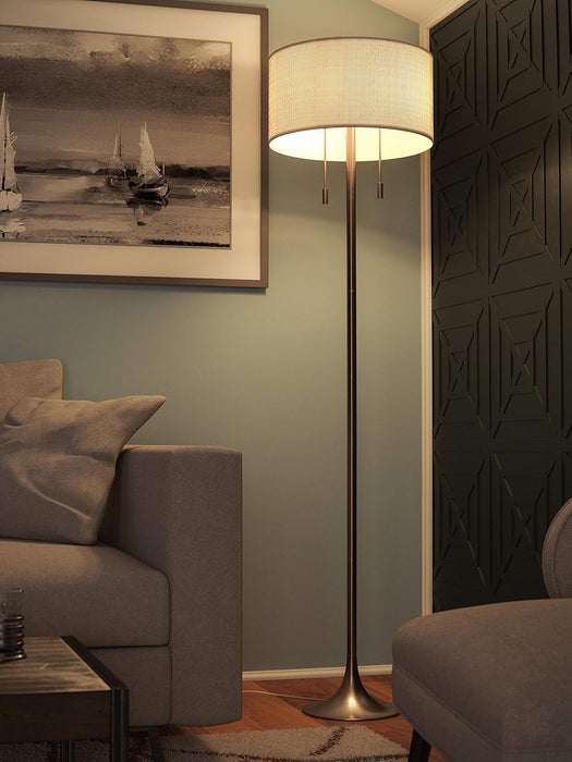 Stowe Floor Lamp with Antique Brass Finish, Modern Style, 61" Height, 19" Width, 19" Depth