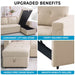 84.64 In. Velvet L-Shaped Sleeper Sectional Sofa with Square Arms In. Beige, Reversible Chaise, and Pull-Out Sofa Bed