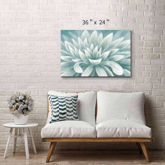 Abstract Flower Picture Wall Art: Blossom Painting Floral Artwork Hand Painted on Canvas for Bathroom (36''W X 24''H, Multiple Sizes)