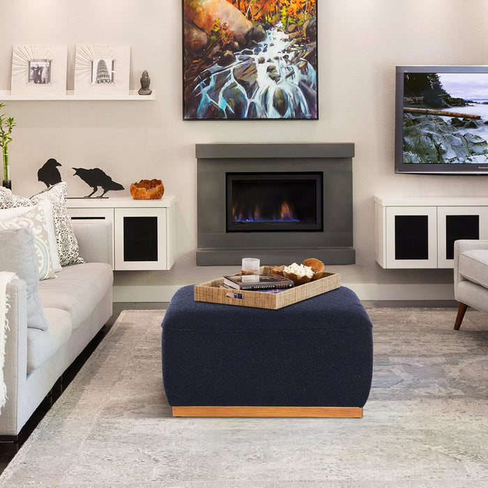 Square Ottoman Coffee Table 30" Premium Fabric Upholstered Coffee Table with High Density Foam and Solid Wood Frame, Stylish and Practical Living Room Furniture, Dark Blue