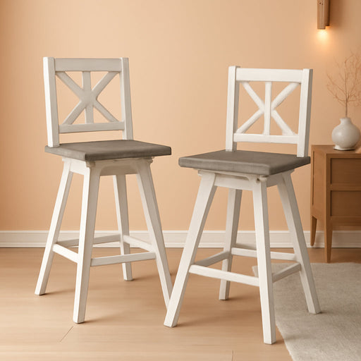 Amsonia Counter Height Swivel Barstool (Set of 2), White