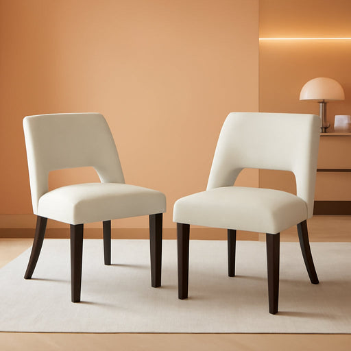 Modern Dining Chairs Set of 2, Faux Leather Upholstered Dining Room Chair Kitchen Chairs, Farmhouse Dinner Chair for Kitchen Dining Room, Beige