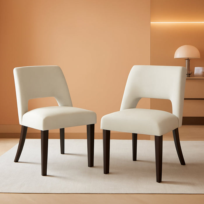 Modern Dining Chairs Set of 2, Faux Leather Upholstered Dining Room Chair Kitchen Chairs, Farmhouse Dinner Chair for Kitchen Dining Room, Beige