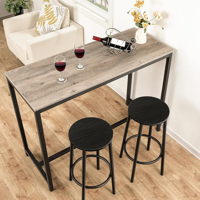 Bar Stools, Bar Stools Set of 2, Counter Height Stools with Footrest, Breakfast Bar Stools, Sturdy Steel Frame, for Dining Room, Kitchen Island, Party, Easy Assembly, Black BK03BY01N1